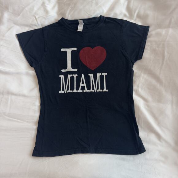 I Love Miami Y2K Graphic Tee Black Women’s Size S - Picture 1 of 5